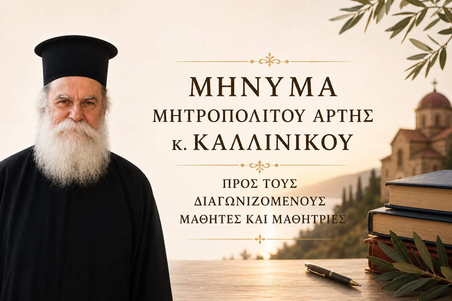 Μήνυμα Μητροπολίτου Άρτης προς τους διαγωνιζομένους Μαθητές και Μαθήτριες